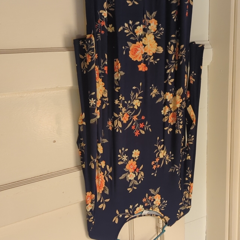 Old Navy Floral Long Sleeve Swing Dress blue